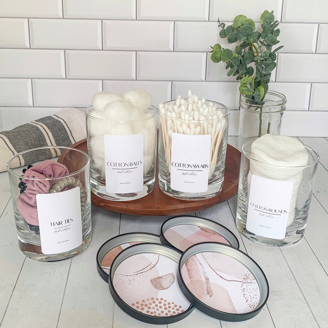 Cotton Ball Holder Bathroom Organization Home Labels Modern Etsy