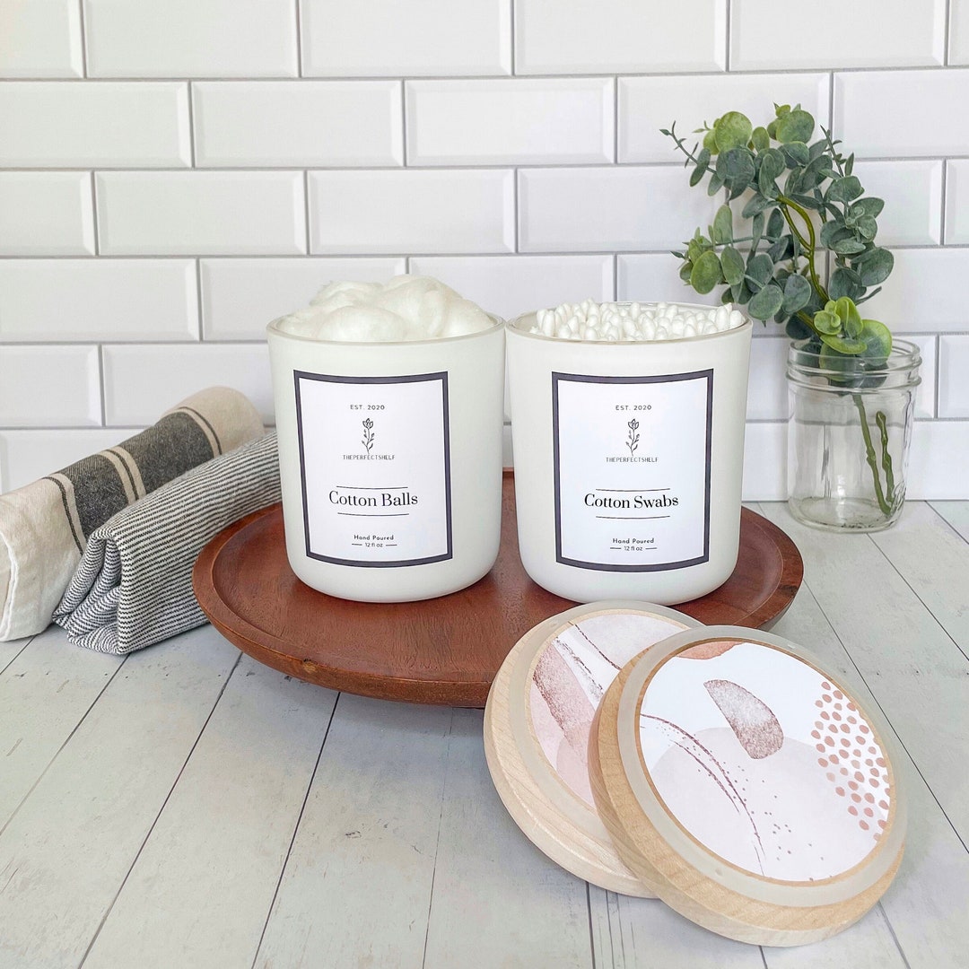 Bathroom Storage Jar Organizers Set of 2 or 3 Cotton Ball Etsy