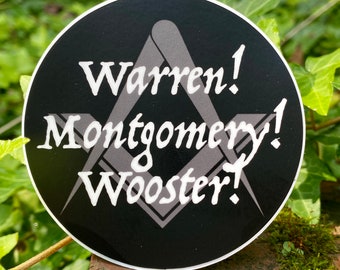 Joseph Warren Square and Compasses Freemason Toast 3" Circle Vinyl Sticker