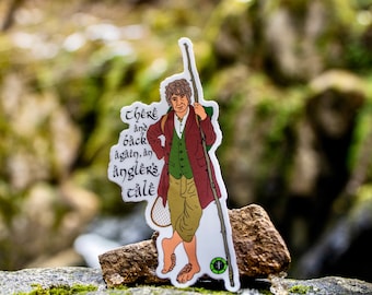 Bilbo Baggins Angler’s Tale Fly Fish Tolkien 4”&5” Die-Cut Vinyl Sticker
