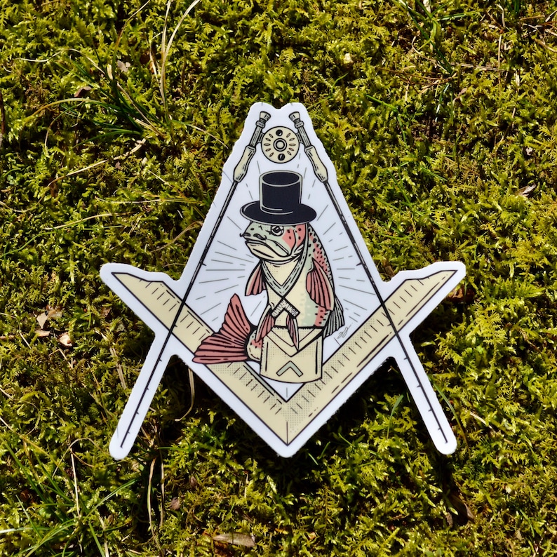 Freemason Fly Fishing 3, 4, and 5 Kiss-Cut Vinyl Sticker image 4