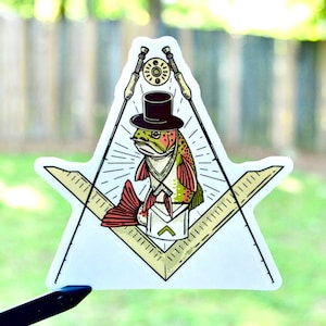 Freemason Fly Fishing 3, 4, and 5 Kiss-Cut Vinyl Sticker image 1