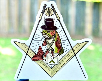 Freemason Fly Fishing 3”, 4”, and 5” Kiss-Cut Vinyl Sticker