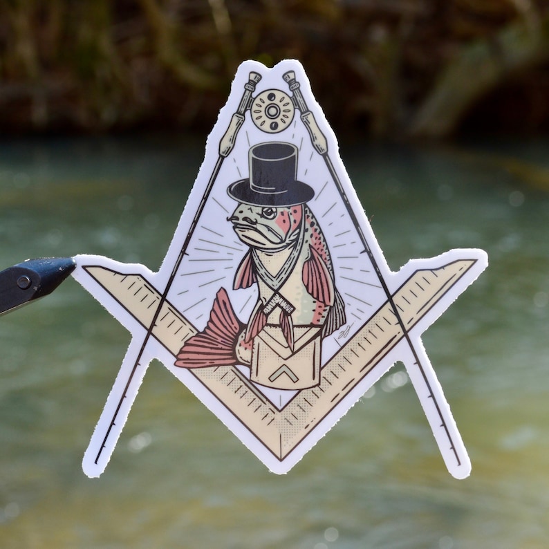 Freemason Fly Fishing 3, 4, and 5 Kiss-Cut Vinyl Sticker image 3