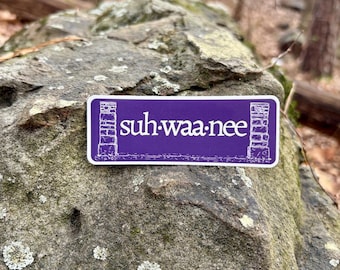 Sewanee Gates Vinyl Die Cut Sticker - 4”x1.5”, purple and white - University of the South