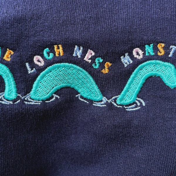 Loch Ness Monster Embroidered Crewneck Sweatshirt Cryptid Jumper Nessie Jumper Cryptozoology Crewneck Embroidered Cute