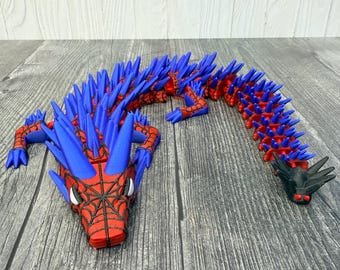 Spider-Man Inspired Dragon | 3D Printed Articulated Superhero Dragon Toy | Marvel Collectible | Fantasy Fidget Toy for Fans & Collectors