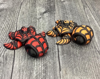 Spider Turtle Fidget Toy 3D Printed Articulated Flexi Reptile with Spider Inspired Details Stress Relief Toy Kids & Adults Halloween Decor