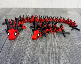 Superhero-Inspired Dragon 3D Printed Flexi Dragon, Adult & Baby, Articulated Fidget Collectible Toy, Custom Colors Available