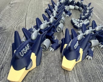 US Air Force Dragon Military Tribute Figurine Patriotic Desk Decor Veteran Gift Fidget & Sensory Collectible 3D Printed Dragon Companion