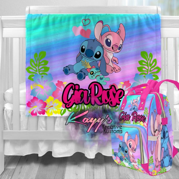 Personalized Diaper Bag | Stitch & Angel Style Diaper Bag | Custom Diaper Bag| Baby Shower Gift | New Parent