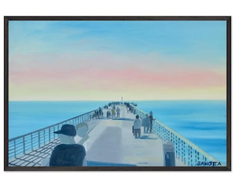 Spaziergang auf dem Hermosa Beach Pier – Gerahmter Digitaldruck