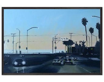 Sonnenuntergang am Pacific Coast Highway – Gerahmter Digitaldruck