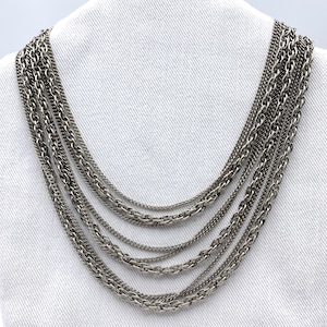 54&quot; Long 3-Strand Silver Tone Chain Necklace