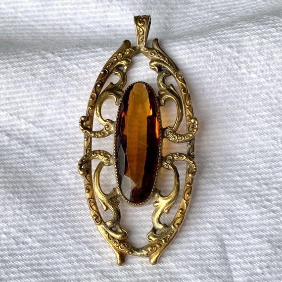 Victorian Topaz Glass Pendant - image 2