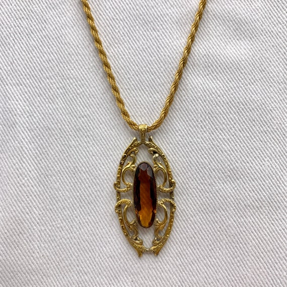 Victorian Topaz Glass Pendant - image 4