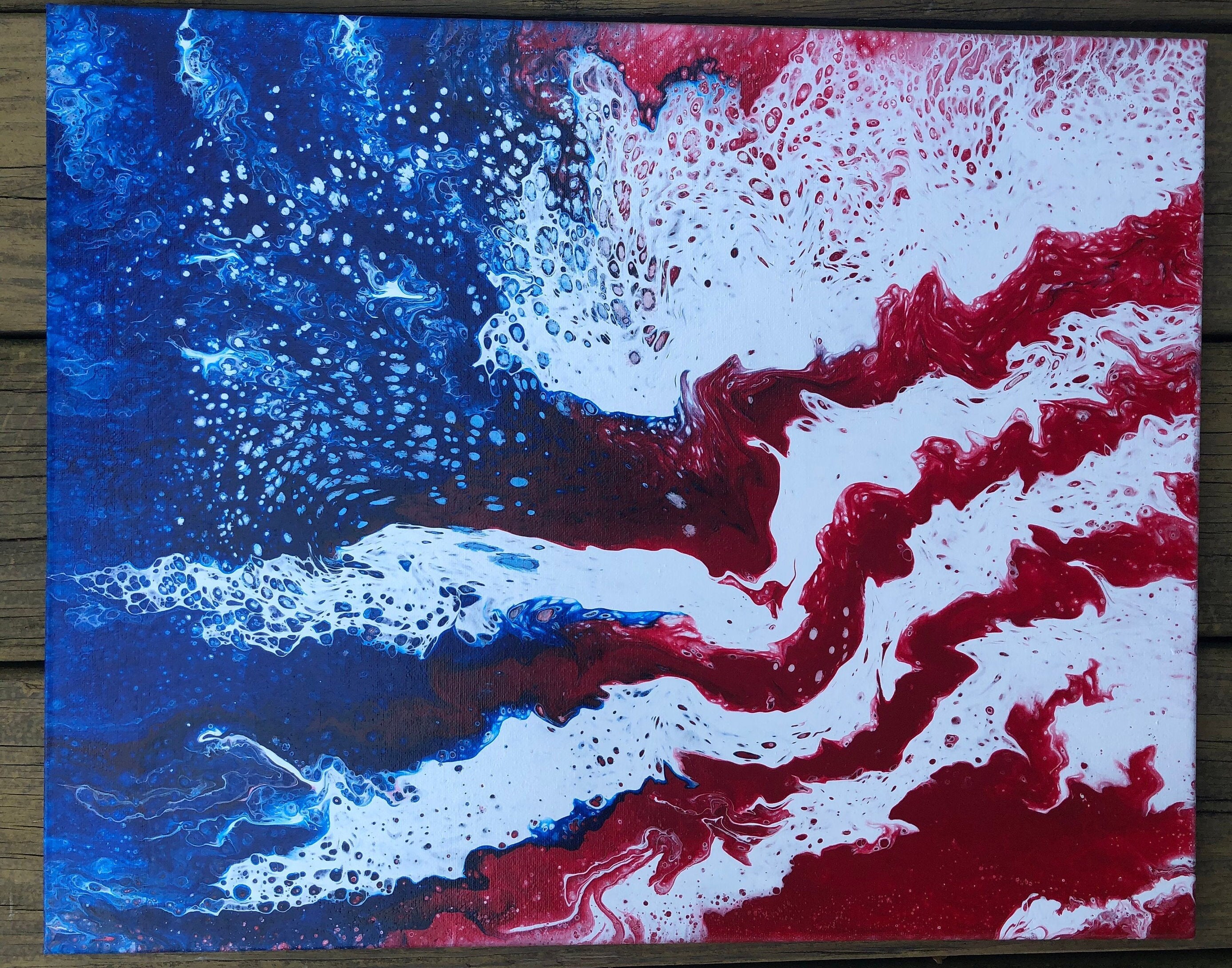 American Flag Abstract Art Painting 16x20 Canvas Etsy UK