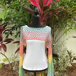 Cropped Sweater Crochet Mesh Top Handmade Gift for Her