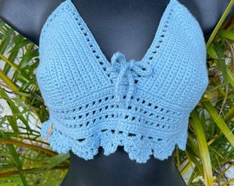 Crochet  Crop Top/Boho Hippie Festival Style/Bikini Top