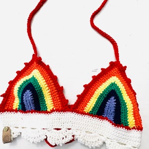 Rainbow Crochet Halter Top, Festival Clothing, Sweetheart Crop Top, LGBTQ+ Pride, Summer Tank, BohoTop