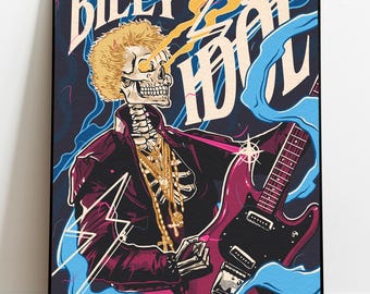 Billy Idol Skull Inspired Illustrated Poster