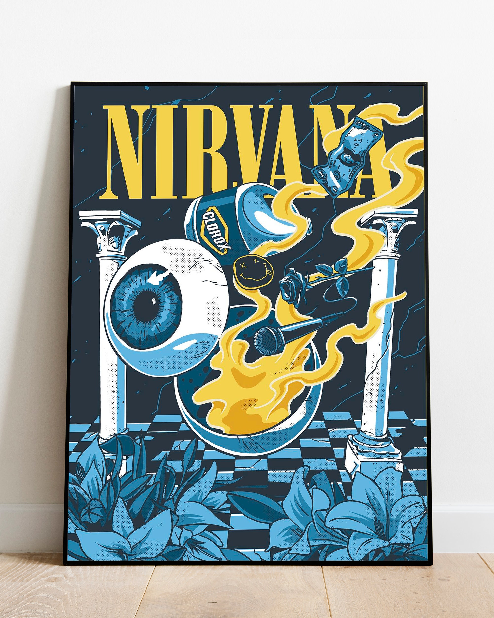 Nirvana Inspired Poster, Nirvana Wall Art, Nirvana Art, Retro Vintage Poster  Print, Nirvana Vintage Poster, Nirvana 90s Print 