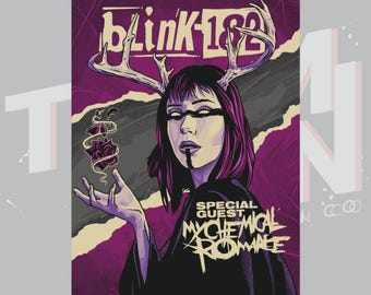 Matte Vertical Poster, Blink 182 Mysterious Witch Lady Inspired Illustrated Poster, Wall Art Print, Gothic Home Decor, Music Poster,