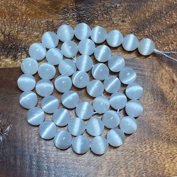 Magnificent Natural 5A Cat's Eye Selenite Gemstone Beads for Jewelry/Craft Making, Round: 6mm-10mm