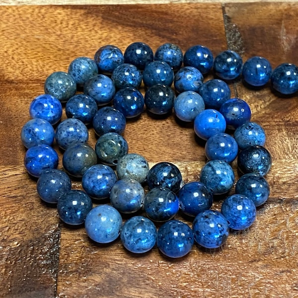 Striking Natural Brilliant Blue Dumortierite Gemstone Beads for Jewelry/Craft Making, Round: 6mm, 8mm, 10mm