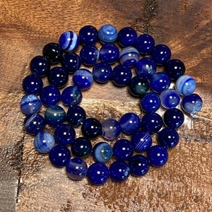 Striking Midnight Blue Striped Agate Beads for Jewelry/Craft Making, Round: 4mm-10mm