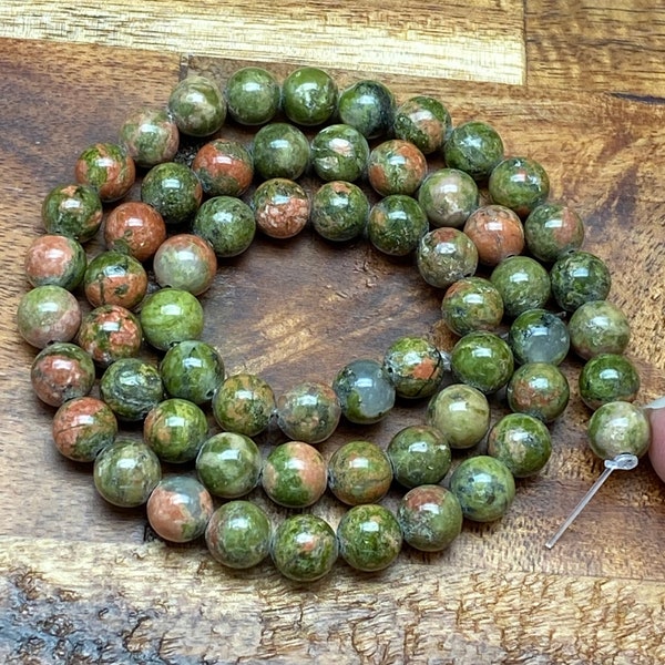 Superior Natural Unakite Gemstone Beads for Jewelry/Craft Making, Round: 4mm-10mm