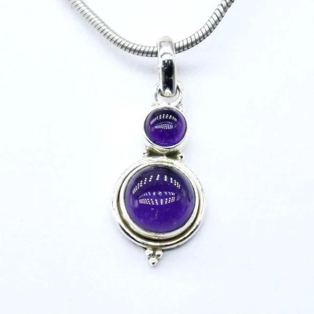 Delightful Natural Amethyst & 925 Sterling Silver Pendant