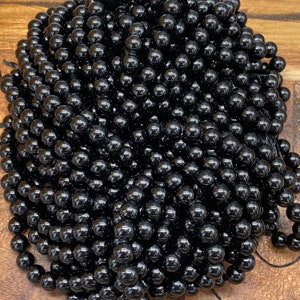 Gorgeous Natural 7A Genuine Black Tourmaline Gemstone/Natural Stone Beads for Jewelry/Craft Making, Round: 4mm-10mm image 6