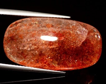 Sensational Natural 19.20 Carat Rare Strawberry Color Sunstone Oval Flat Back Cabochon