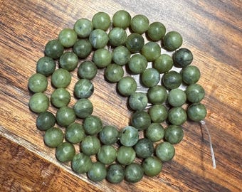Semi-Matte Canadian Jade: Unique Natural Stone/Gemstone Beads for Jewelry/Craft Making, Round; 6mm, 8mm