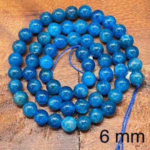 Incredible 5A Quality Natural Apatite Gemstone Beads for Jewelry/Craft Making, Round: 6mm, 8mm, 10mm 6mm