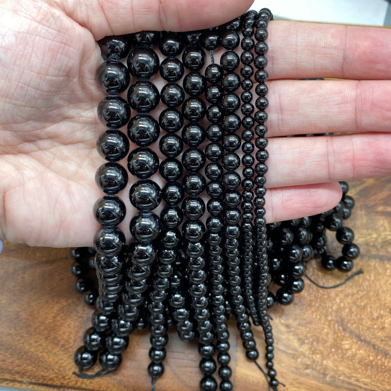 Gorgeous Natural 7A Genuine Black Tourmaline Gemstone/Natural Stone Beads for Jewelry/Craft Making, Round: 4mm-10mm image 10