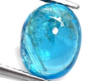 Superb Natural 2.14 Carat Neon Blue Apatite Oval Flat Back Cabochon