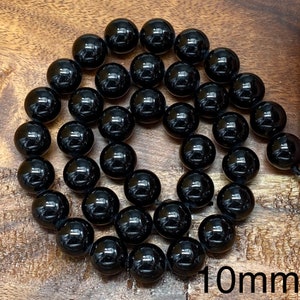 Gorgeous Natural 7A Genuine Black Tourmaline Gemstone/Natural Stone Beads for Jewelry/Craft Making, Round: 4mm-10mm 10mm