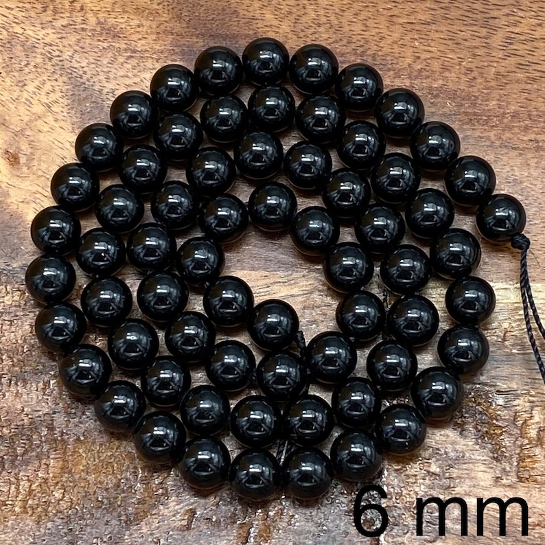 Gorgeous Natural 7A Genuine Black Tourmaline Gemstone/Natural Stone Beads for Jewelry/Craft Making, Round: 4mm-10mm 6mm