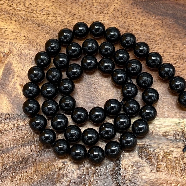 Preciosas piedras preciosas naturales de turmalina negra genuina 7A/cuentas de piedra natural para joyería/fabricación artesanal, redondas: 4 mm-10 mm