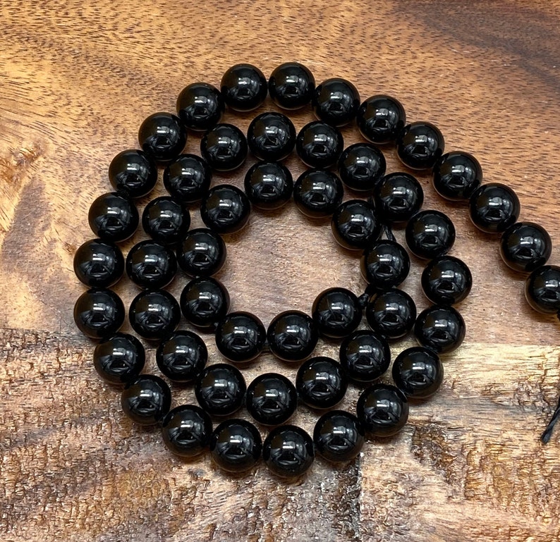 Gorgeous Natural 7A Genuine Black Tourmaline Gemstone/Natural Stone Beads for Jewelry/Craft Making, Round: 4mm-10mm image 1