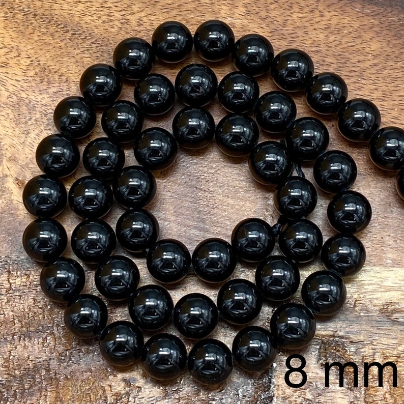 Gorgeous Natural 7A Genuine Black Tourmaline Gemstone/Natural Stone Beads for Jewelry/Craft Making, Round: 4mm-10mm 8mm