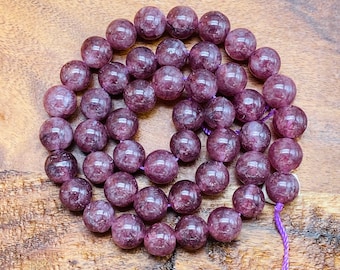 Premium natuurlijke lepidoliet edelsteenkralen voor sieraden/ambachten, rond: 4 mm, 6 mm, 8 mm, 10 mm