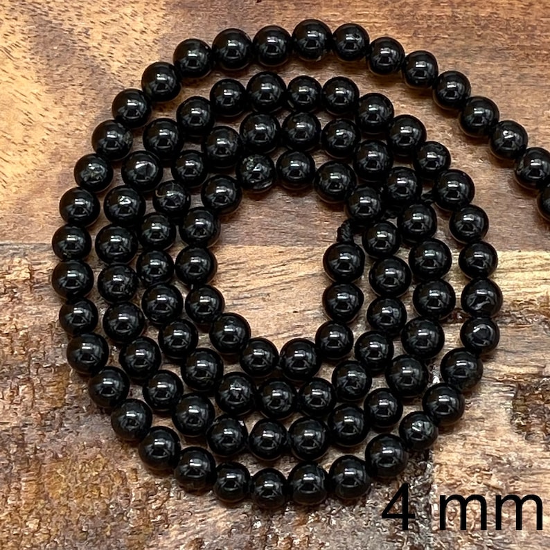 Gorgeous Natural 7A Genuine Black Tourmaline Gemstone/Natural Stone Beads for Jewelry/Craft Making, Round: 4mm-10mm 4mm