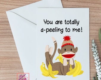 Funny Sock Monkey Card, Valentine Gift For Her, For Him, Naughty Card, Adult Humor Card, Valentine For Wife, Husband, Girlfriend, Boyfriend