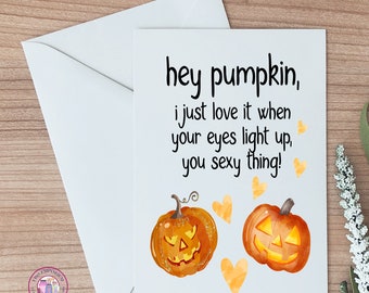 Halloween Anniversary Card, Halloween Birthday Card, Romantic Fall Card, Halloween Card, Funny Fall Card, Cute Pumpkin Card, Gift For Her