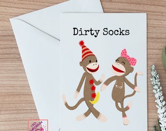 Funny Sock Monkey Card, Gift For Him, For Her, Naughty Card,Adult Humor Card, Valentine For Wife, For Husband, For Girlfriend, For Boyfriend