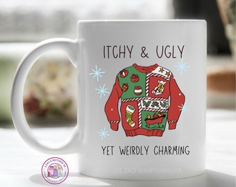Ugly Christmas Sweater Mug, Gift for Friend, Holiday Gift Mug, Funny Christmas Gift, White Elephant Mug, Ugly Holiday Mug, Coworker Gift