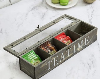 Kitchen Cabinet Organizer and Wall Jewelry Storage for Home and Office Vintage Decor Wood Tea Storage Wall Mounted Tea Bag Holder TRSPCWR Tea Box Storage Coffee Pod Holder